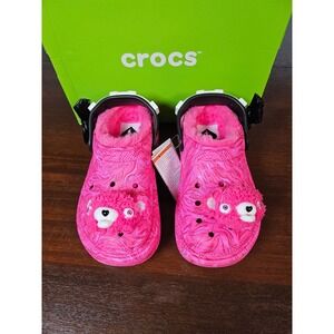 Crocs Fortnite Cuddle Team Leader Lined Clog Womens 8 Pink Platform Bow Jibbitz